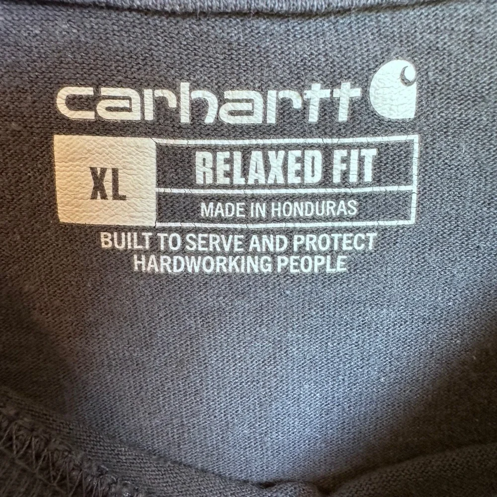 Carhartt Graphic Long Sleeve Shirt‎ Mens XL Gray Relaxed Fit STAINS